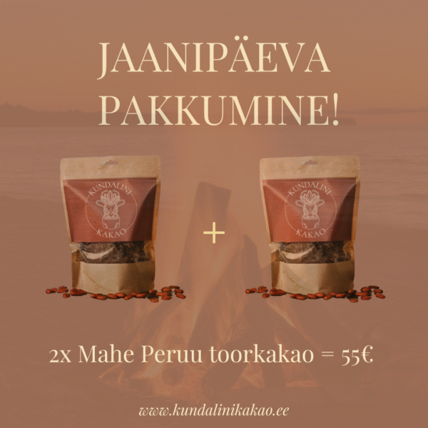 JAANIPÄEVA PAKKUMINE: 2x333g orgaaniline Peruu toorkakao